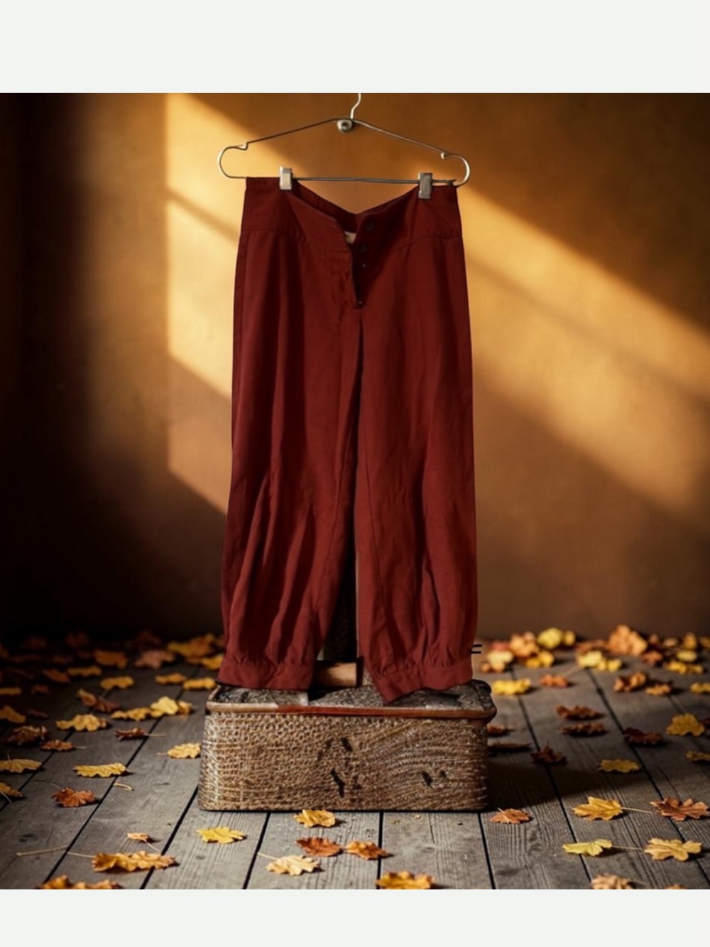 VTG Terra Nostra Femmes Burnt Orange Bloomer Crop Pant- Linen blend-EUC-SzXs-S☀️